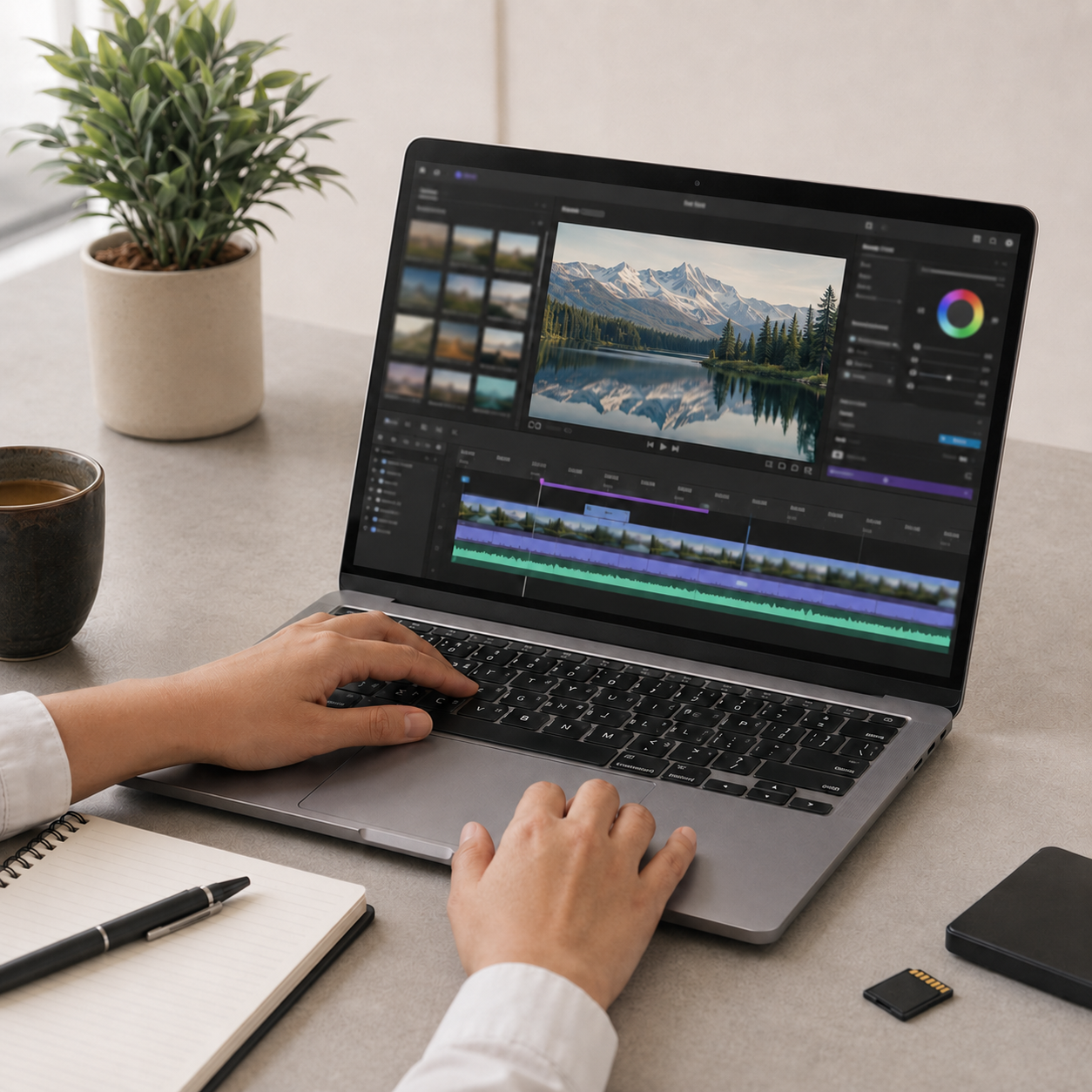 LÃnea de tiempo de edición de video en una computadora